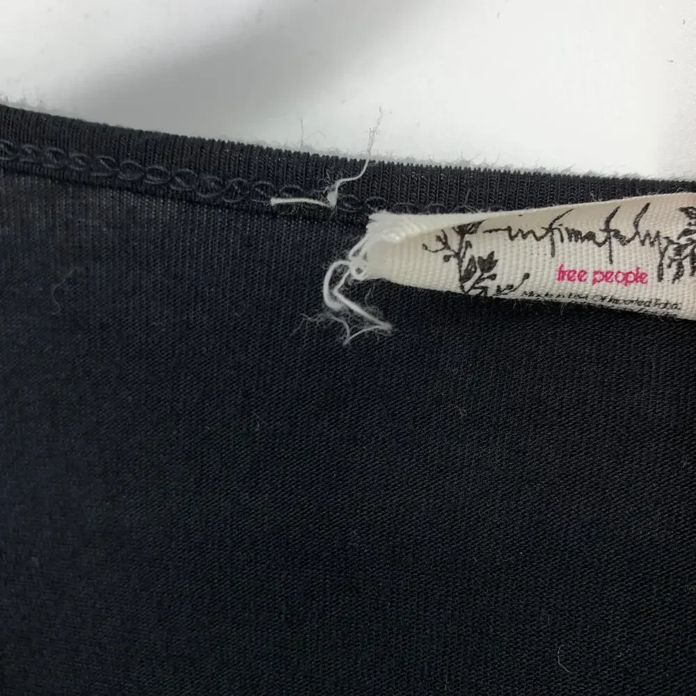 Intimately Free People Cap Sleeve Bodysuit Womens Size Large Black V-Neck - Picture 3 of 7